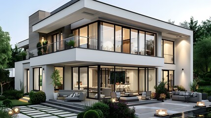Fototapeta premium The modern residential building facade design renderings