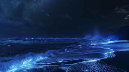 Fototapeta premium 夜空が流れる海辺