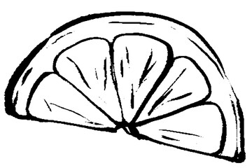 筆タッチのシンプルなレモンの線画イラスト