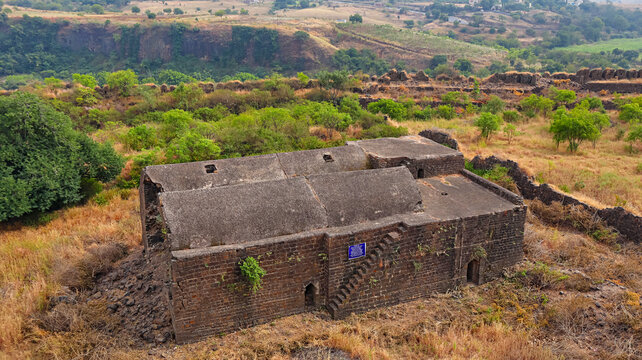 View of Dhanya Kothi, Grain Store Room, Naldurg Fort, Naldurg, Osmanabad, Maharashtra, India.