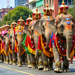 elephants are the main attraction of the parade