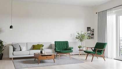 Scandinavian living room, cozy interior design