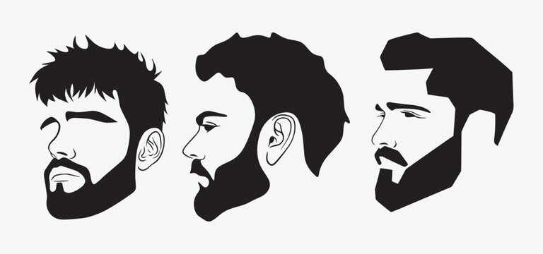 Man Face vector logo design men with beards