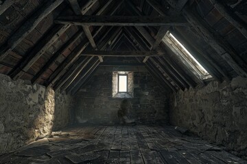 Zimmer eines alten verfallenen Hauses - Generative AI. Beautiful simple AI generated image in 4K, unique.