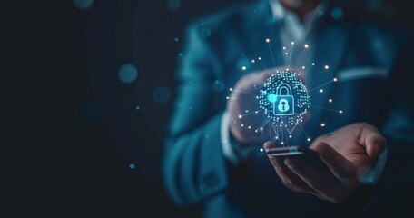 Virtual padlock icon depicting data protection and security. Cybersecurity illustration