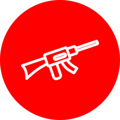 Rifle Line White Circle Red Icon Design