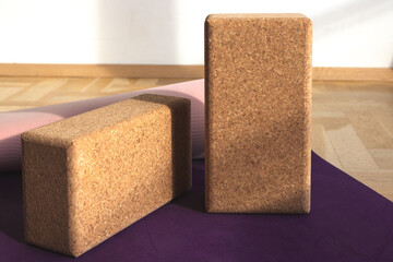 Yoga blocks on the yoga mat