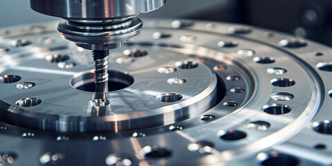 A detailed view of a CNC milling machine in action precision cutting close up of a watch mechanism. 