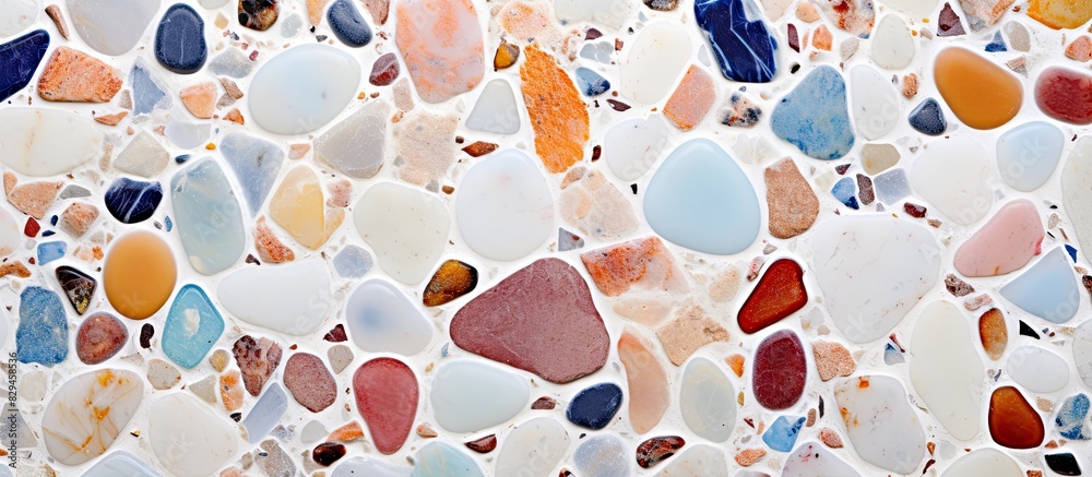 Aufkleber a polished stone texture and background resembling terrazzo can be seen in the copy space image