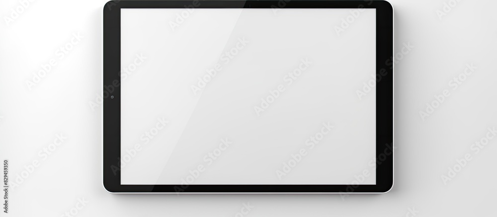 Aufkleber A copy space image of a white digital tablet with a black desktop screen isolated on a white background creating a space for text and copy