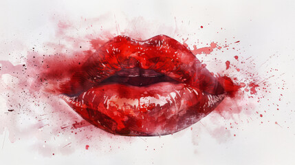 Watercolor painting of a red lip