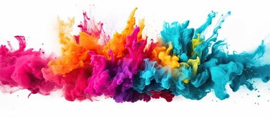 abstract powder splatted background Freeze motion of color powder exploding throwing color powder color glitter texture on white background. copy space available