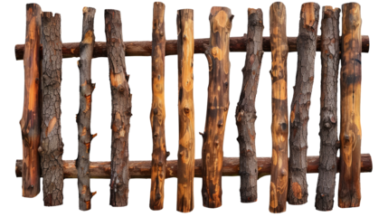 Wooden log fence close up sticker transparent background PNG clipart