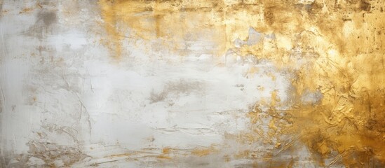 Grunge style background with a white and gold concrete wall texture perfect for copy space image