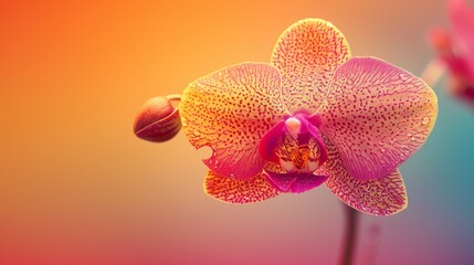  A tight shot of a pink-yellow bloom, adorned with water beads on its petals Background multicolored, focus softened on flower's core