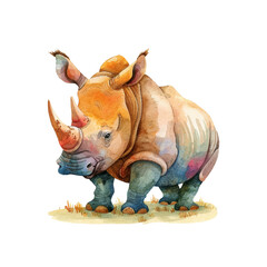 cute rhinoceros vector illustration in watercolor style