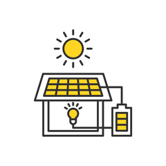 蓄電池の電気を使う住宅のイラスト