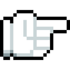 Pixel art cartoon white hand pointing finger icon 2