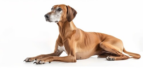 A profile view of an Azawakh hound captures its sleek silhouette and the fine structure of its head, with ears folded back and a gaze fixed in distance. Its epitomize the breed's aristocratic nature.