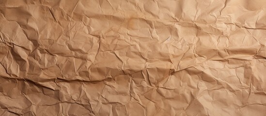 A brown crumpled paper with creases serves as a textured background for design and decorative purposes offering a concept of paper textures. Copyspace image
