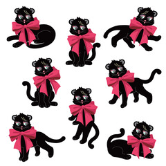 llustration collection of various poses of cute cats,