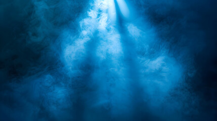 Blue vector spotlight with smoke volume light effect texture background. Generative AI.