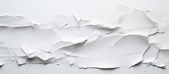 A close up of a crumpled paper with a torn and ripped texture on a white background Perfect for a copy space image