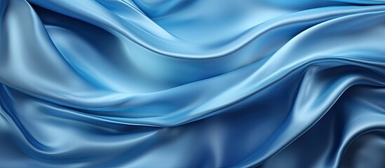 Obraz premium A close up image of a creased blue satin background perfect for use as a textile background with ample copy space