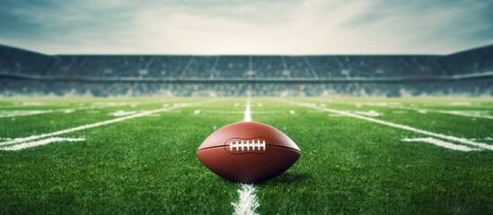 The copy space image shows the yard line on an American football field representing the excitement of the big game