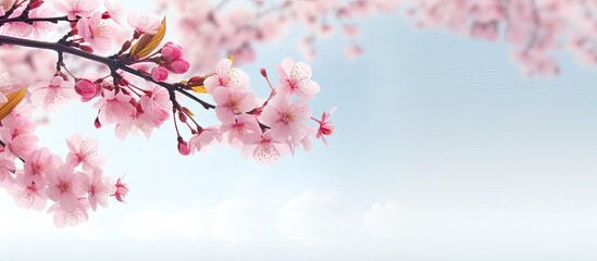 Spring cherry blossoms provide a beautiful background or copy space image for text