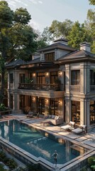 Naklejka premium Luxury Villa with Swimming Pool