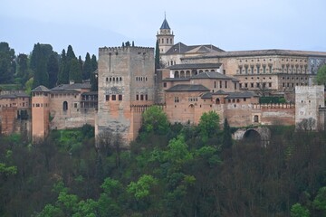 Fototapeta na wymiar View of the famous Alhambra in Granada, Andalusia, Spain