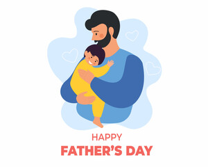 father holding his cute baby in arms father and son spending time together vector illustration