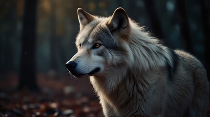 Obraz premium olf is lying down in the snow. The wolf is looking