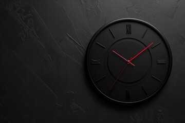 Blue Alarm Clock - Time Concept with word Work and red background. Beautiful simple AI generated image in 4K, unique.