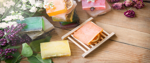 Homemade soap on the table