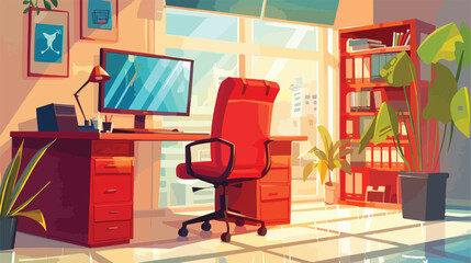 Workplace with comfortable office chair indoors. Inte