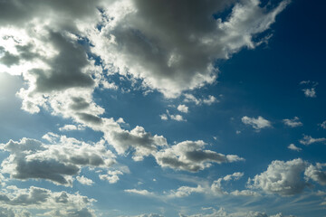 Summer blue sky cloud gradient background. Cloudy sky. Vivid cyan blue landscape in environment day...
