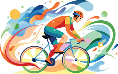 Cyclist, flat illustration, vector illustration.