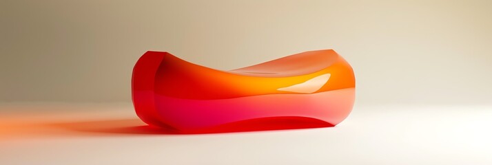 Obraz premium orange and yellow gradient, curved shape, black background, 3d render, simple shapes, in the style of simple, minimal, green light aspect ratio 3:1, for banner, landing page, website