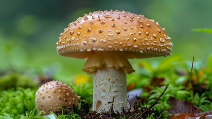 Close-Up of Two Edible Mushrooms in a Forest