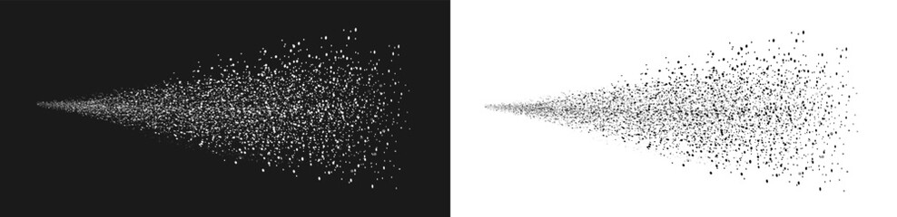 Water spray, white smoke, dust and dots, mist of atomizer. Transparent water shower spray elements, lawn watering, air freshener or irrigation
