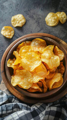 Closeup Shot of Crispy Potato Chips