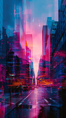 Urban Dreamscape with Abstract Elements