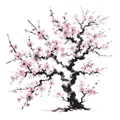 水彩　桜の木　浮世絵 © Columbou.Design