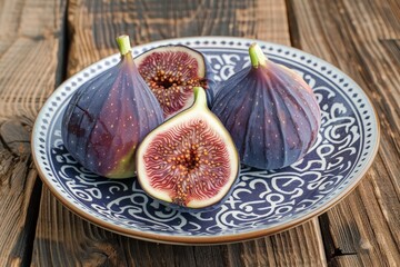 The image features whole and cut-in-half fig fruits with water drops over a black background. Fresh fig fruits.. Beautiful simple AI generated image in 4K, unique.