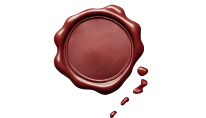 Red wax seals isolate on transparent background, cutout, png