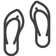 Flip flops outline icon on white background