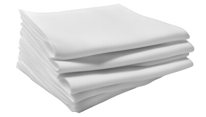 Stack of clean white folded cloth isolate on transparent background, cutout, png