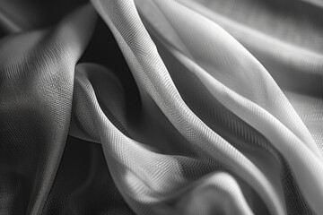 A high-contrast black and white image of a folded fabric with clean, elegant lines 
